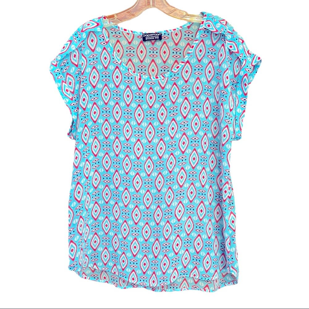 🎉HP🎉 Papermoon Pink & Blue Western Patterned Top